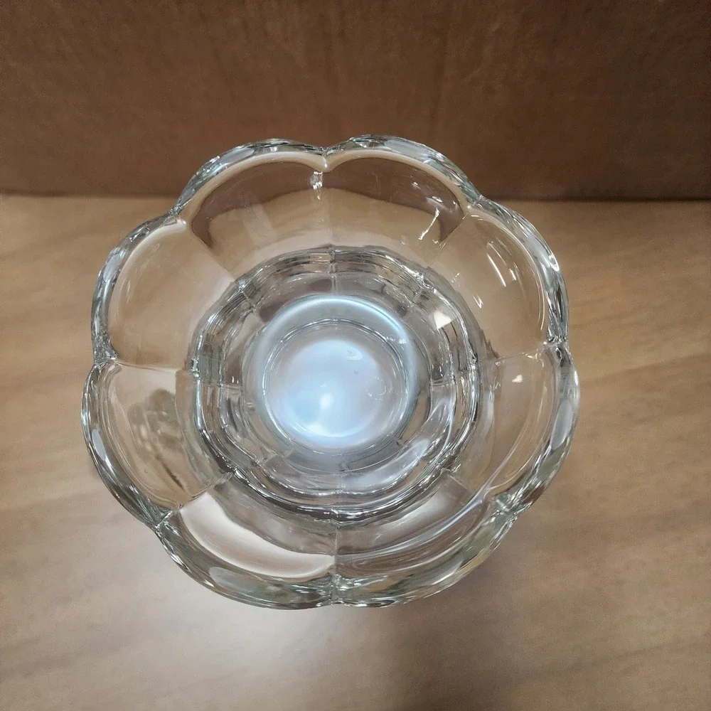 imperlux hardcut crystal Clear Glass Pitcher Roses Beaded  Footed etched fluted